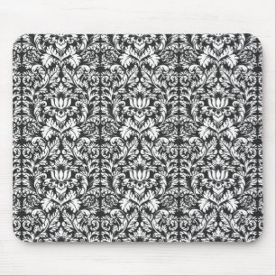 Classic Black and White Lace Pattern Mouse Pad