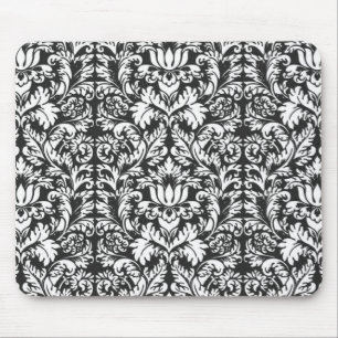 Classic Black and White Lace Pattern Mouse Pad