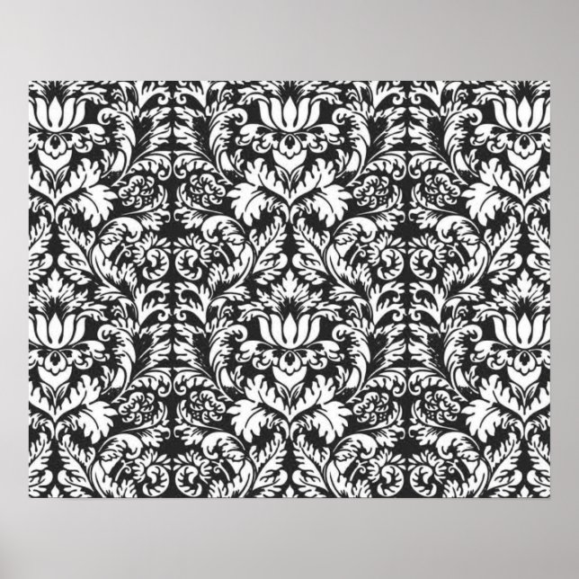 Classic Black and White Lace Pattern Poster (Front)