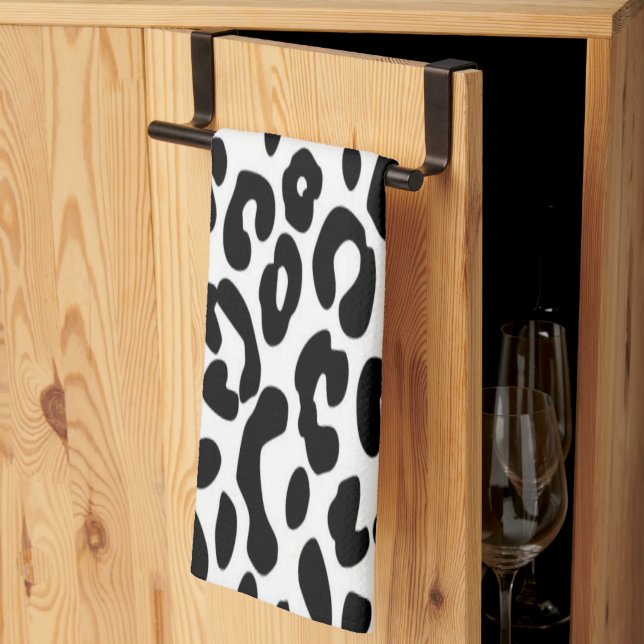 Classic Black and White Leopard Print Kitchen Towel (Thirds Fold)