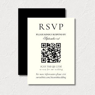 Classic Black and White Minimalist Wedding QR Code RSVP Card