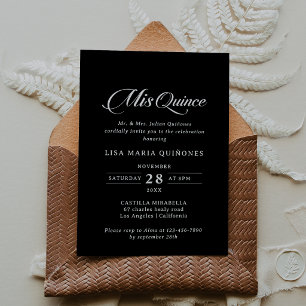 Classic Black and White Mis Quince Quinceañera Invitation