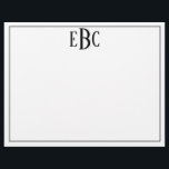 Classic Black and White Modern Monogram Notepad Letterhead<br><div class="desc">Classic Black and White Modern Monogram Notepad</div>