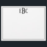Classic Black and White Modern Monogram Notepad Letterhead<br><div class="desc">Classic Black and White Modern Monogram Notepad</div>