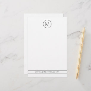 Classic Black and White Modern Monogram Stationery