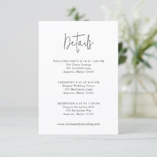 Classic Black and White Modern Wedding Enclosure Card