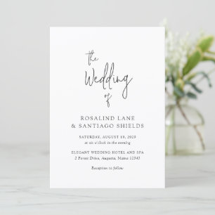 Classic Black and White Modern Wedding Invitation