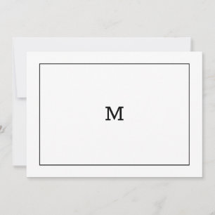 Classic Black and White Monogram Note Card
