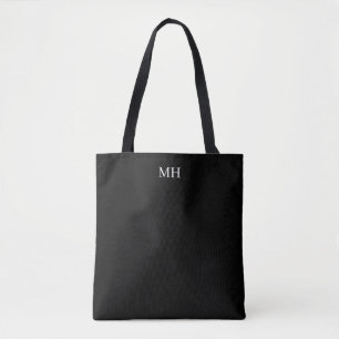 Classic Black and White Monogram Tote Bag