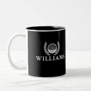 Classic Black And White Personalized Name Monogram Two-Tone Coffee Mug