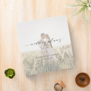 Classic Black and White Photo Elegant Wedding Binder