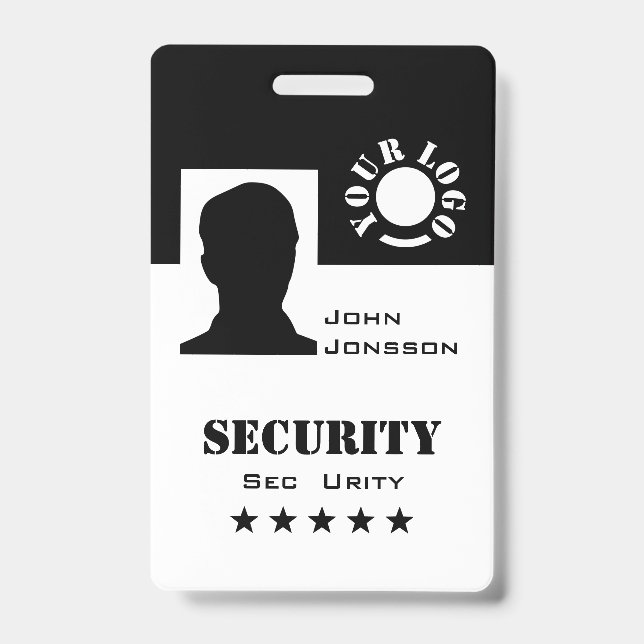 Classic Black and White Photo Logo Code Template  Badge (Front)