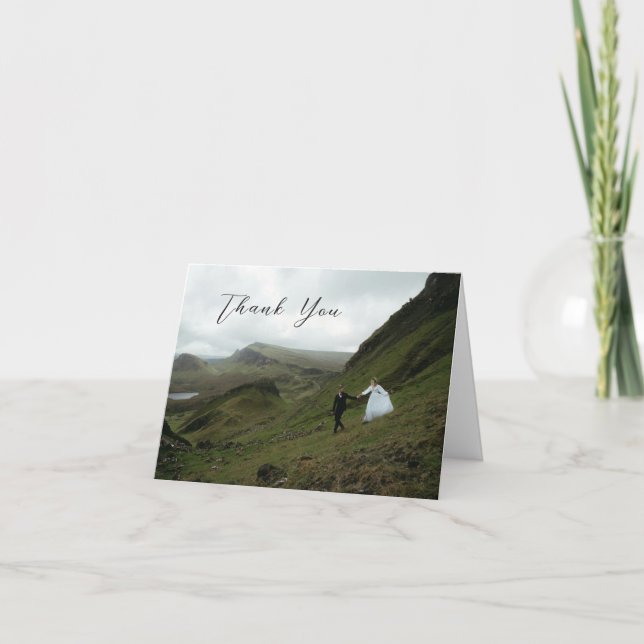 Classic Black and White Photo Timeless Wedding Thank You Card (Front)