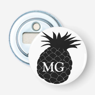 Classic Black and White Pineapple Monogram Bottle Opener