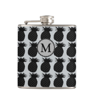 Classic Black and White Pineapple Pattern Hip Flask
