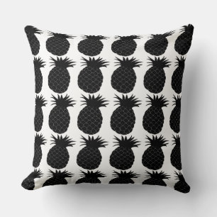 Classic Black and White Pineapple Pattern Throw Pillow