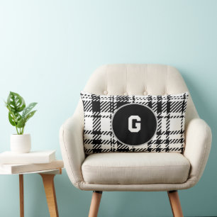 Classic Black and White Plaid Lumbar Pillow