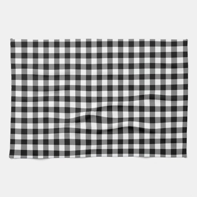 Classic Black And White Plaid Pattern Kitchen Towel (Horizontal)