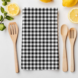 Classic Black And White Plaid Pattern Kitchen Towel