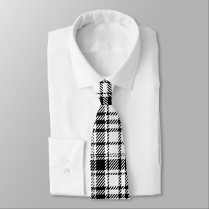  Classic Black and White Plaid  Tie