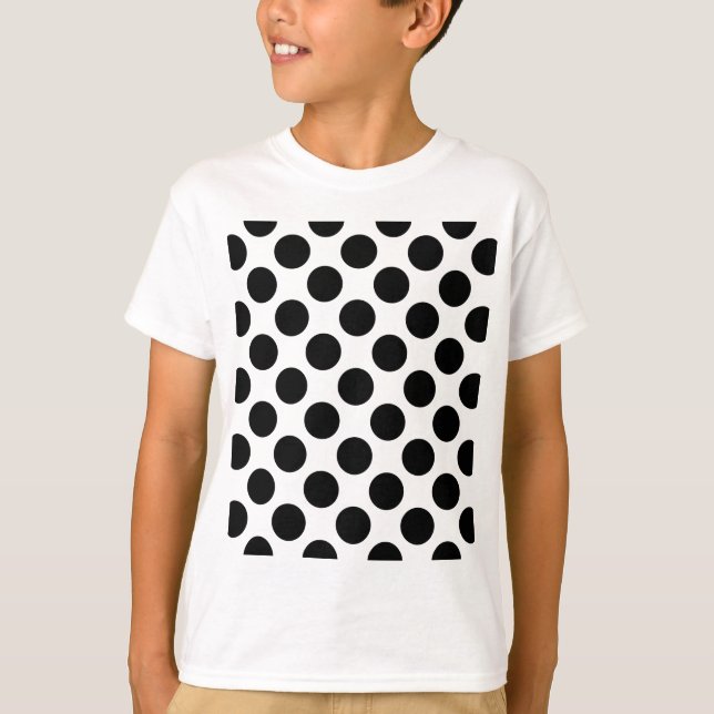 Classic Black and White Polka Dots Pattern T-Shirt (Front)