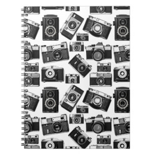 CLASSIC BLACK AND WHITE RETRO PHOTO CAMERAS DESIGN NOTEBOOK