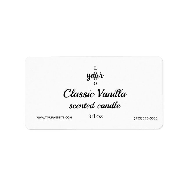 Classic Black and White Scented Candle Label (Front)