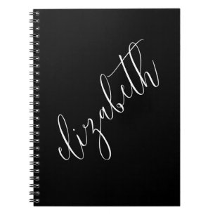 Classic Black and White Script Font Simple Elegant Notebook