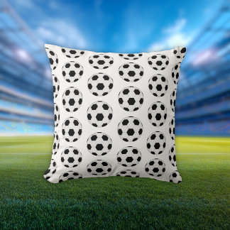 Classic Black and White Soccer Ball Pattern Throw Pillow