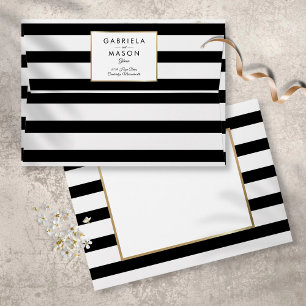 Classic Black And White Stripe Gold Border Envelope