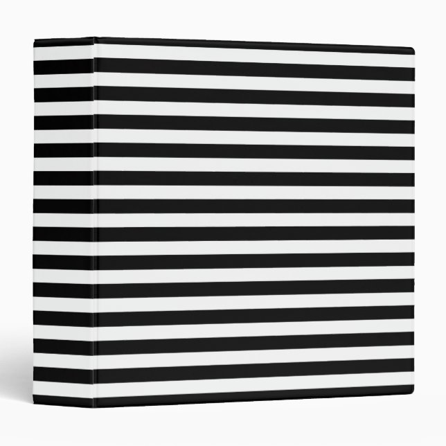 Classic Black and White Stripe Pattern Binder (Front/Spine)
