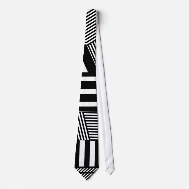 Classic Black and White Stripe Tie (Front)