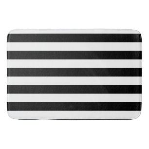 Classic Black and White Striped Pattern Bath Mat