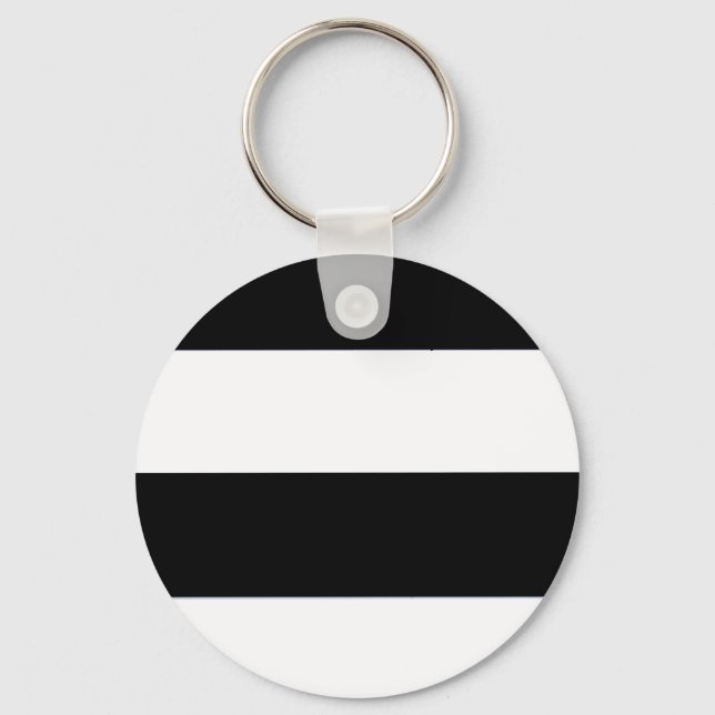 Classic Black and White Striped Pattern Keychain (Front)