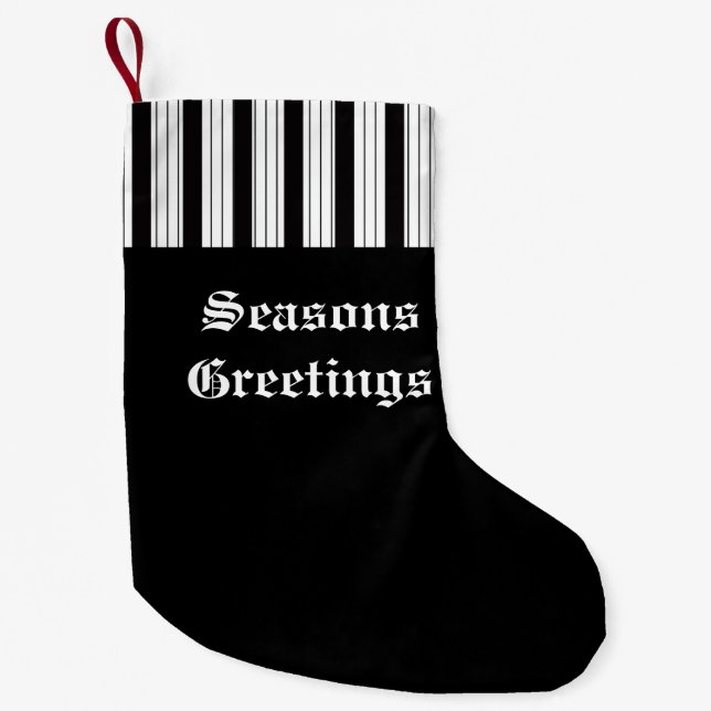 Classic Black And White Striped Small Christmas Stocking (Front)