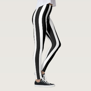 Classic Black and White Striped Stylish Leggings