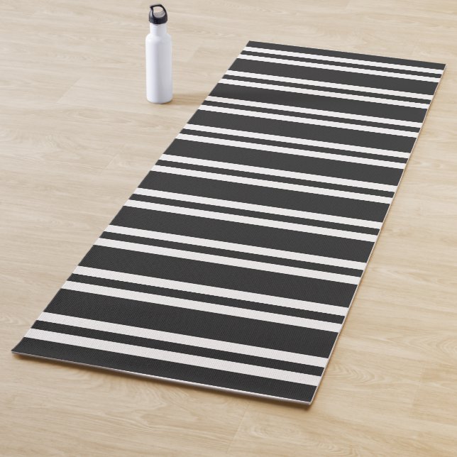 Classic Black and White Striped Yoga Mat (In Situ)