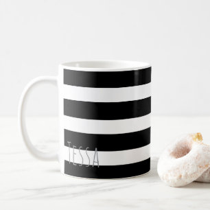 Classic Black and White Stripes Chic Minimalist Coffee Mug