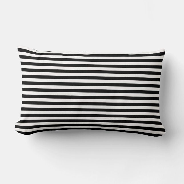 Classic Black and White Stripes Lumbar Pillow (Front)