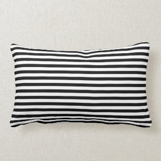 Classic Black and White Stripes Lumbar Pillow