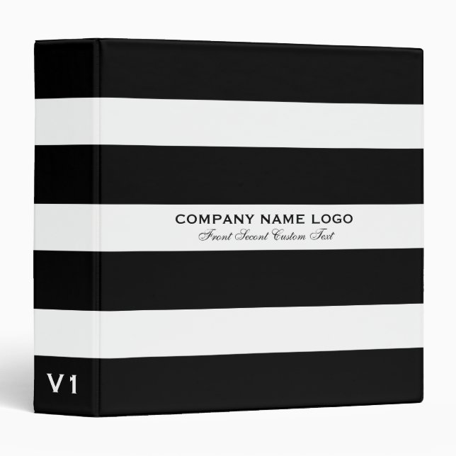 Classic Black And White Stripes Pattern Binder (Front/Spine)