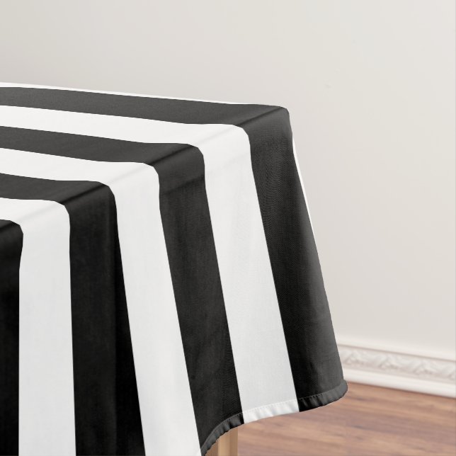 Classic Black and White Stripes  Tablecloth (In Situ)