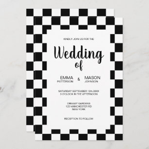 Classic Black and White Tiles Frame Invitation