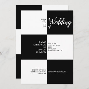 Classic Black and White Tiles Invitation