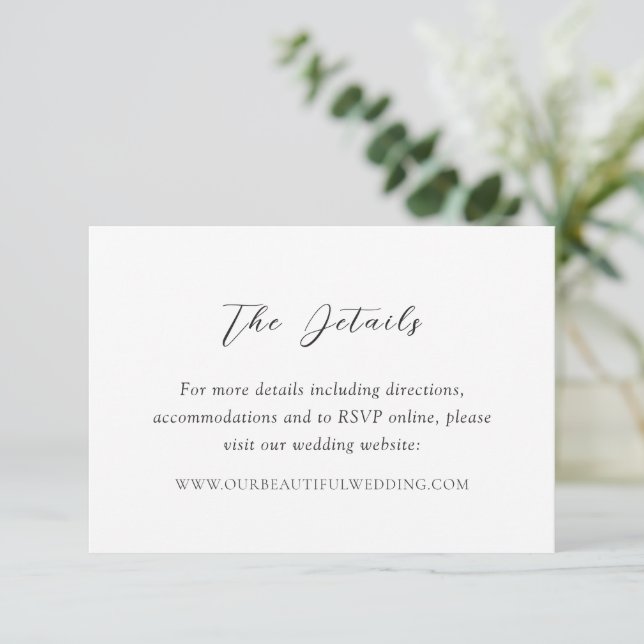 Classic Black and White Timeless Wedding Enclosure Card (Standing Front)