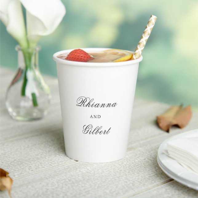 Classic Black and White Timeless Wedding Paper Cups (Insitu)