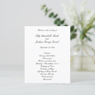 Classic Black and White Timeless Wedding Program