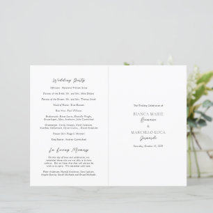 Classic Black and White Timeless Wedding Program