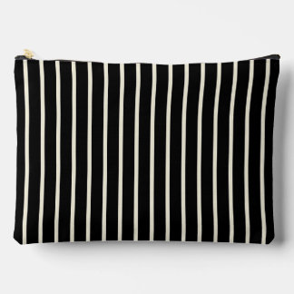 Classic Black and White Vertical Stripes Pattern Accessory Pouch