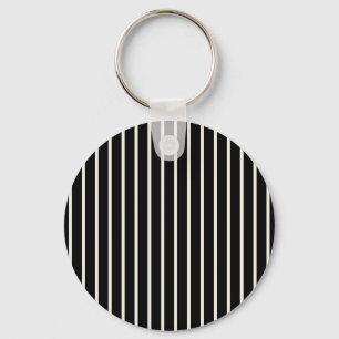 Classic Black and White Vertical Stripes Pattern Keychain